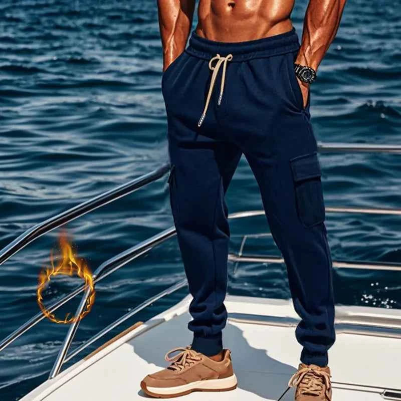 New autumn and winter velvet men's casual overalls multi-pocket pants large size sports casual trousers