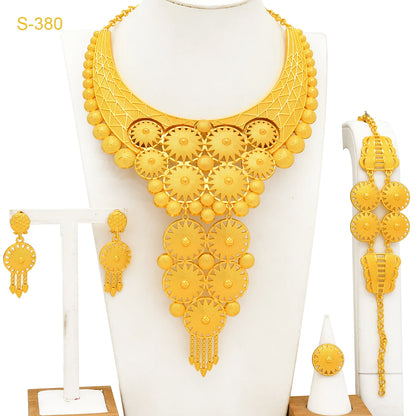 ANIID African Luxury Big Jewelry Set For Women Dubai 24K Gold Color Long Necklace Sets Wedding Party Gifts Wholesale