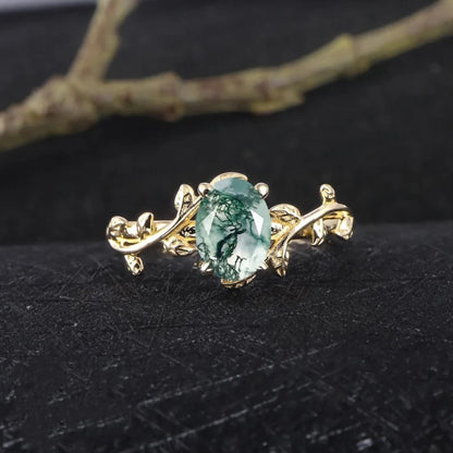 925 Sterling Silver Oval Shape Aquamarine/Rose Quartz/Moonstone/Labradorite/Moss agate/Amethyst for Girl Engagement Wedding Ring