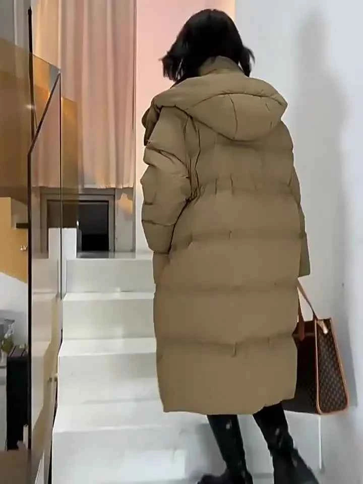 Ultra-Warm Down Jacket for Women 2025 Winter New Arrival Hooded, Knee-Length, Thickened, Waist-Defining, Versatile Coat