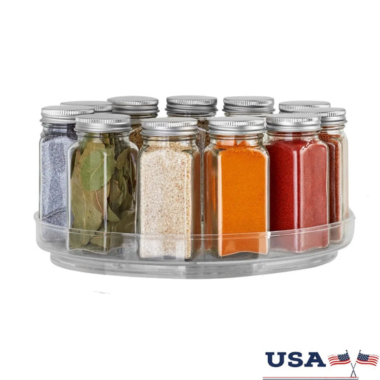Clear Plastic Low Wall Turntable 10 Inch Modular Spice Storage Organizer 360 Degree Rotating Lazy Susan Kitchen Organizer - AMULET RING STORE