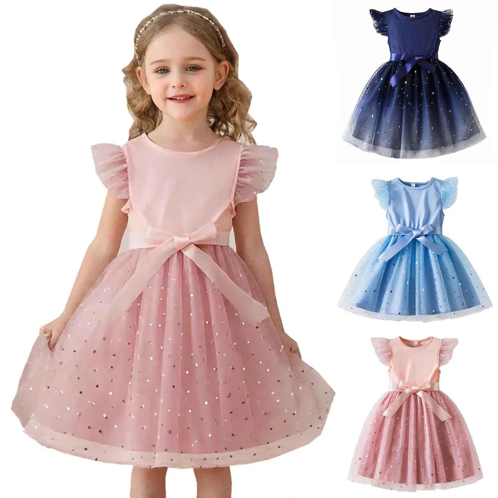 Princess Girls Cosplay Dress Clothes Kids Party Wedding Carnival Birthday Party Princess Evening Tutu Dresses Toddler 2-6Y