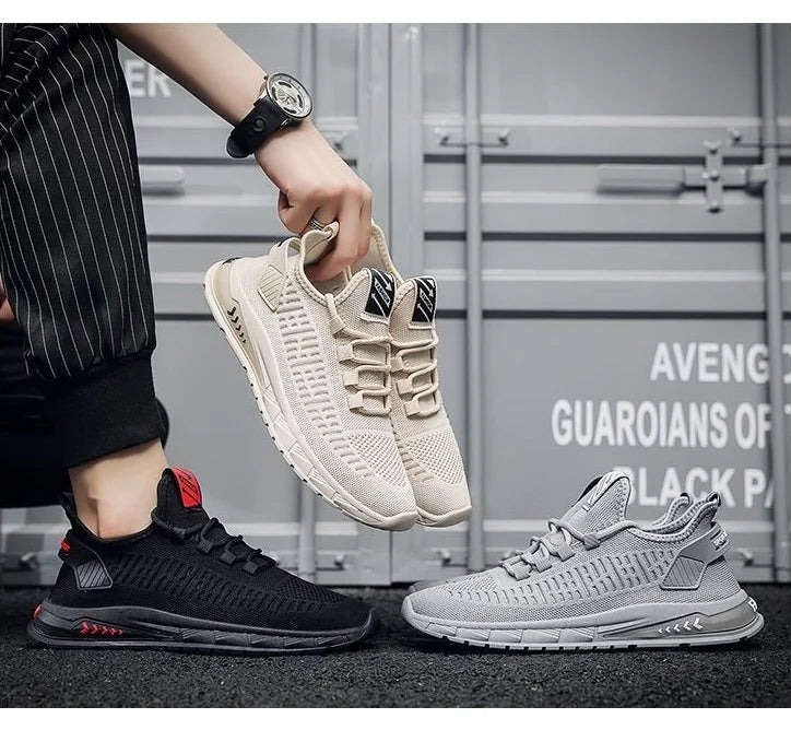 Flying Woven Men's Shoes Summer New Breathable Deodorant Mesh Shoes Men's sneaker Korean-style All-match Casual Running Shoes - AMULET RING STORE