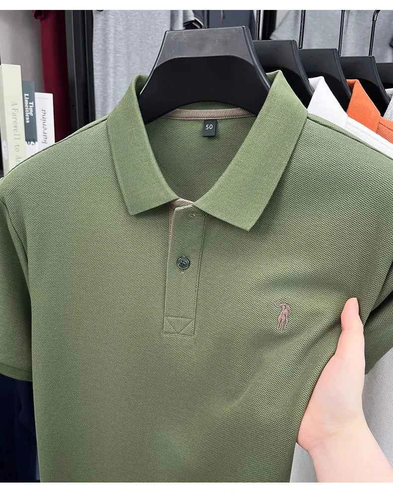 100% pure cotton men's short sleeved polo shirt hot selling summer fashionable horse logo embroidery classic Paul casual T-shirt