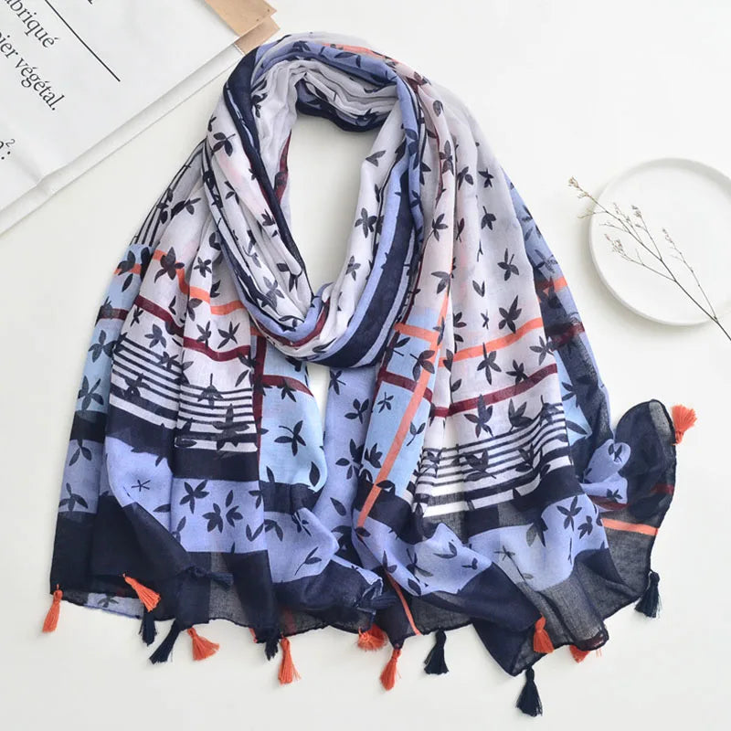 Luxury Brand Scarf For Woman Soft Cotton Shawl Wrap Tassel Viscose Muslim Woman Hijab Boho Beach Towel Female Bandana Headscarf - AMULET RING STORE
