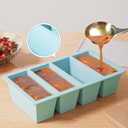 1/4pcs Large Rectangular Ice Cube Mold Set with Lid Stackable Freezer Trays for Bottles Beverages Long Cubes Mould Kitchen Items - AMULET RING STORE