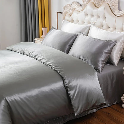 Silky Bedding Duvet Cover Super Soft Solid Home Comforter Cover with Zipper Closure, 2/3pcs Envelop Pillowcase
