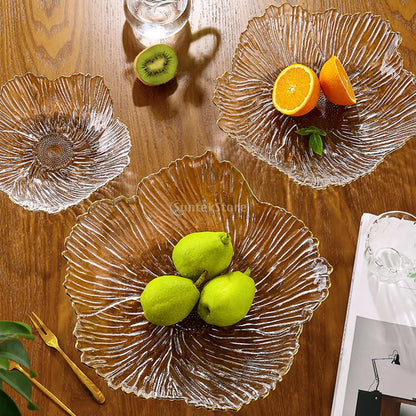 Fruit Basket Plate,Snack Cake Dish Tableware,Round Decorative Glass Fruit Plate Bowl,Food Storage Basket for Dining Room,Home - AMULET RING STORE