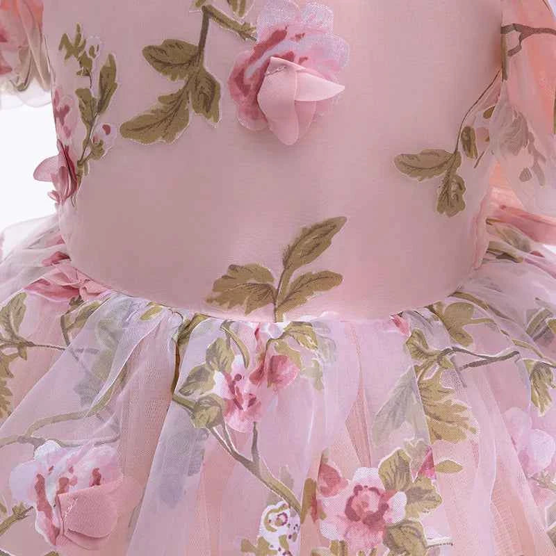 2024 Rose Girls Dress Summer Mesh Fashion Bow Little Princess Baby Dress Christmas Birthday Gifts 1 2 3 4 5 6 Years Kids Clothes