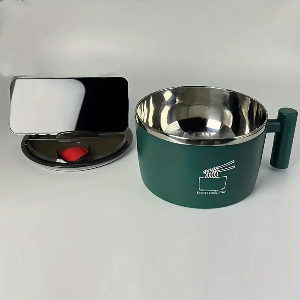 Ramen Bowl, Lunch Container,1000ml Large Thai Soup Bowls, Tableware with Phone Stand, Cereal Bowls for Home, Kitchen, Camping, - AMULET RING STORE