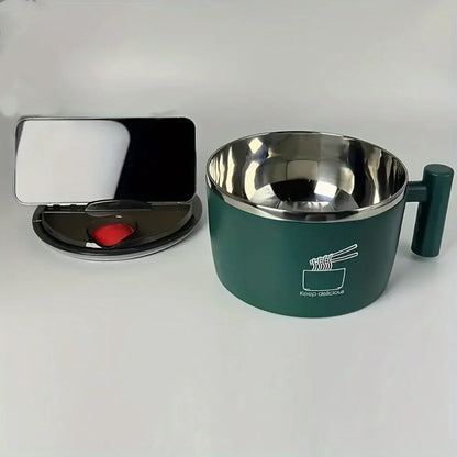 Ramen Bowl, Lunch Container,1000ml Large Thai Soup Bowls, Tableware with Phone Stand, Cereal Bowls for Home, Kitchen, Camping, - AMULET RING STORE