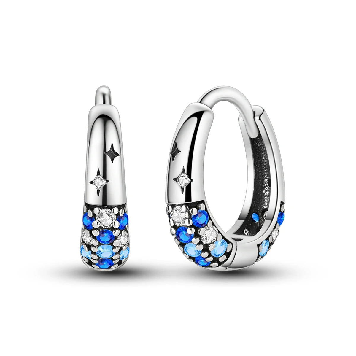925 Sterling Silver Exquisite Blue star Earrings Jewelry Versatile Hoop Earrings For Women Jewelry Birthday Party Gifts - AMULET RING STORE