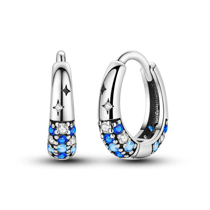 925 Sterling Silver Exquisite Blue star Earrings Jewelry Versatile Hoop Earrings For Women Jewelry Birthday Party Gifts - AMULET RING STORE