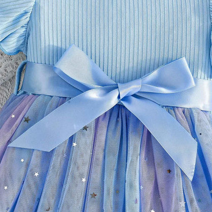 Baby Girl Cute Dress New Summer Toddler Kids Mesh Tutu Dresses Sequin Bow Children Birthday Party Dress Baby Girls Tulle Clothes