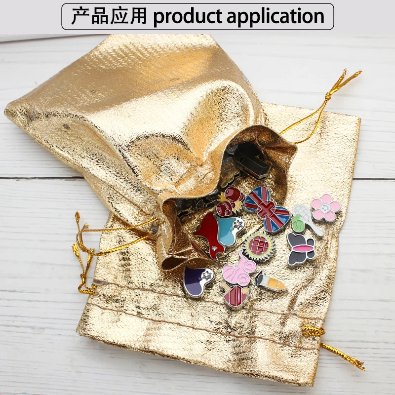 1pcs Silver Gold Color Black Velvet Bag Jewelry Packing Drawstring Pouches Jewelry Gift Bags Display Chain Ring As Women Gift - AMULET RING STORE