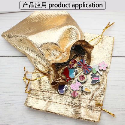 1pcs Silver Gold Color Black Velvet Bag Jewelry Packing Drawstring Pouches Jewelry Gift Bags Display Chain Ring As Women Gift - AMULET RING STORE