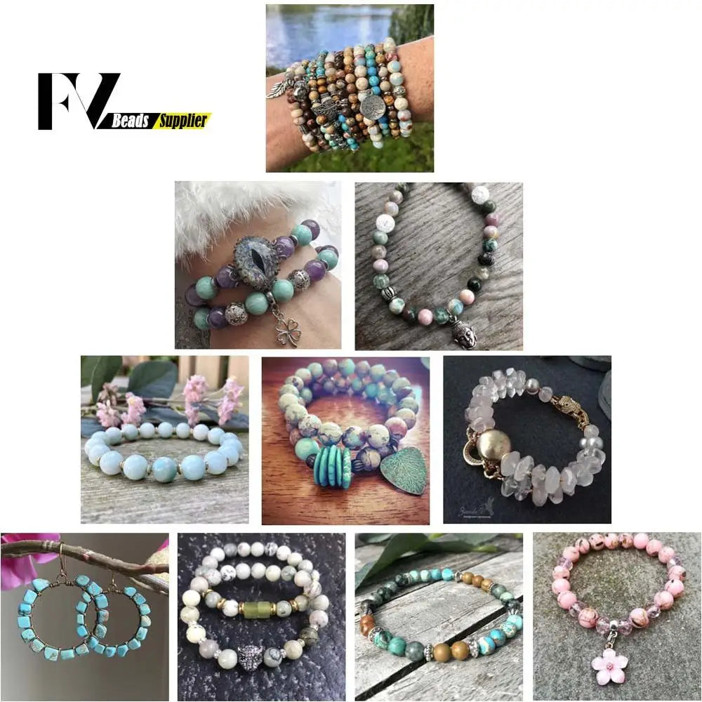 45 Styles Natural Stone Beads Amethyst Purple Jades Agate Crystal Glass Beads Jewelry Making Findings DIY Bracelet Accessories - AMULET RING STORE