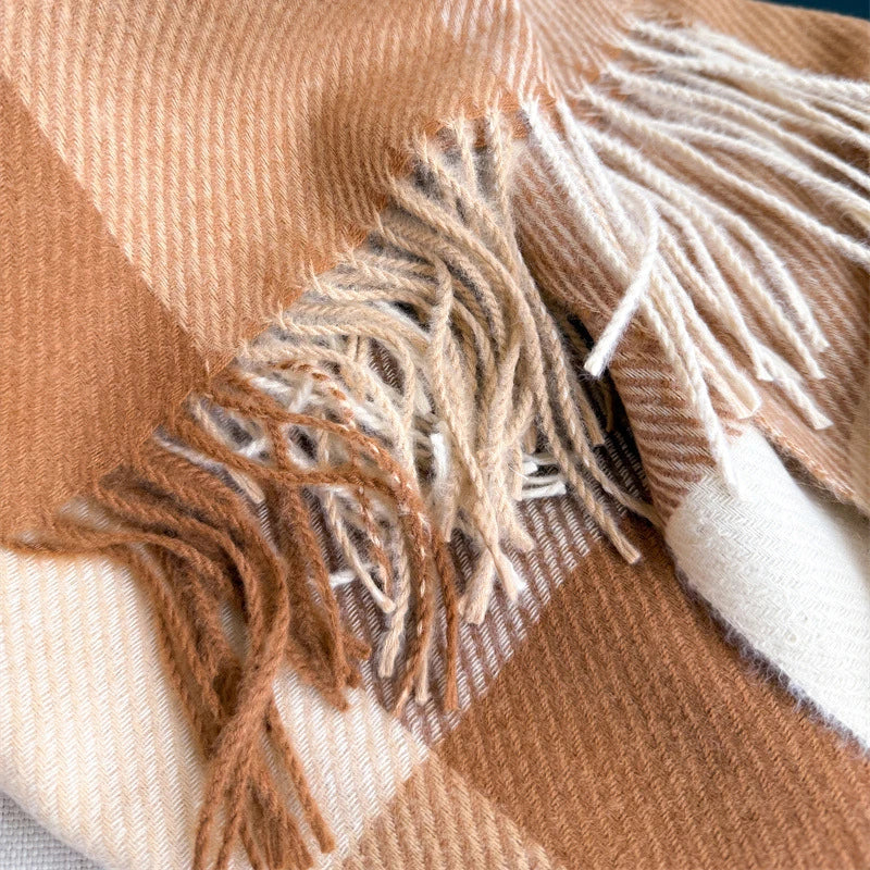 Plaid Imitation Cashmere Blanket Winter Women Scarf Designer Thick Warm Pashmina Shawl Wraps Tassel Poncho Stoles Echarpe Unisex