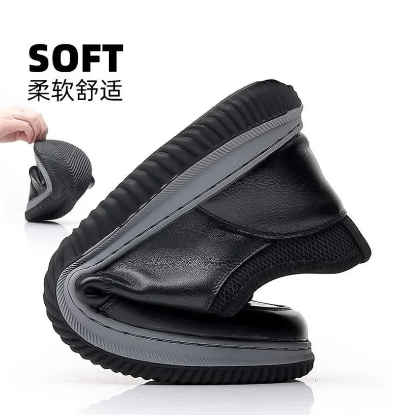 Leisure sports leather shoes for men in autumn 2024 new breathable walking low cut soft sole soft surface anti slip board shoes - AMULET RING STORE