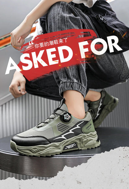 Men's Korean breathable casual sports shoes four season new soft soled Rotating shoelaces outdoor running shoes student sneakers - AMULET RING STORE