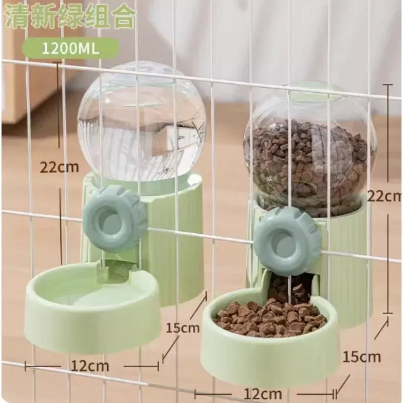 Automatic Dog Cat Feeder Cage Hanging Pet Bowls Pet Water Dispenser Dog Water Bottle Food Container Dispenser Bowl for Cat Dog - AMULET RING STORE