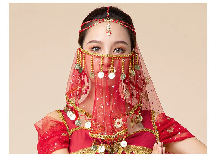 1pcs/lot woman fashion belly dance face veil lady dancing face accessories - AMULET RING STORE