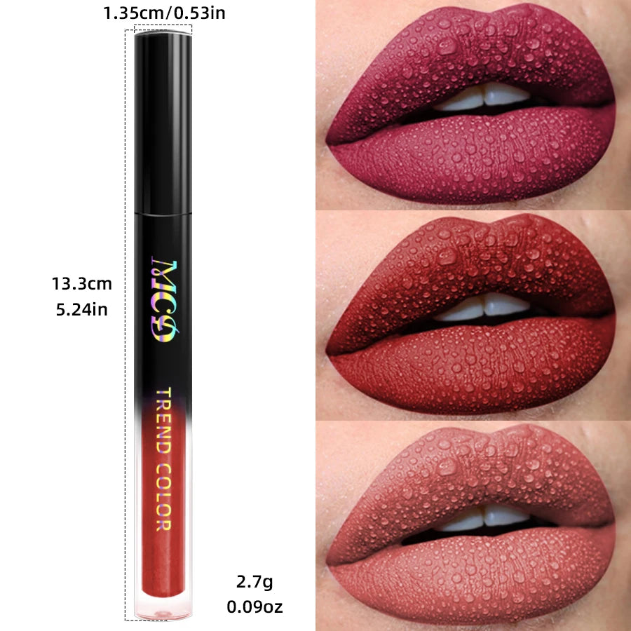 19 colors Matte Velvet Lip Gloss Waterproof Liquid Lipstick Nude Black Lips tint Makeup Lip Glaze Cosmetics Red Lip Stain Beauty - AMULET RING STORE