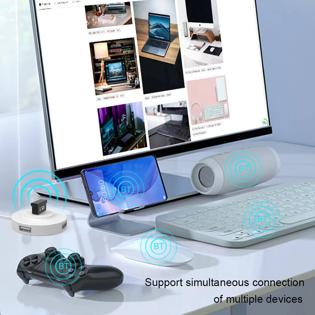 Wireless Audio Adapter Bluetooth-Compatible 5.0/5.1 Dongle 2.4G Audio Receiver Support Win7/8/8.1/10 for Computer Tablet Desktop - AMULET RING STORE