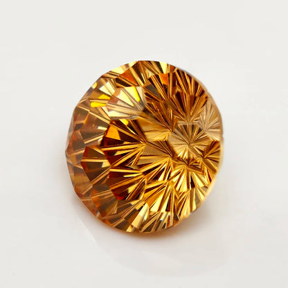 New Champagne 5.0-12.0mm Round Pyrotechnic Cut Cubic Zirconia Stones Loose Gemstone for Jewelry Making - AMULET RING STORE