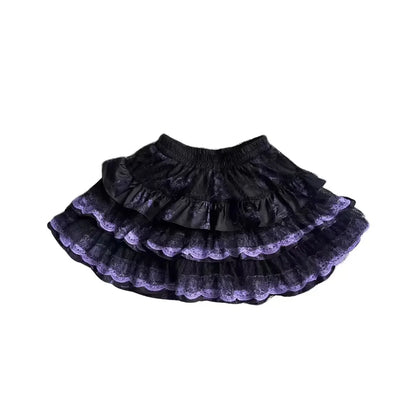 New Skirt Subculture Y2k Japanese Miniskirt Black Punk Harajuku Retro Mini Dress Party Skinny Lace Layered Puff A-line Skirts - AMULET RING STORE