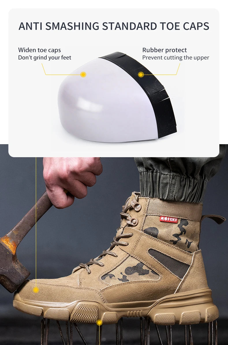 Sneakers Indestructible Shoes Work Safety Shoes With Steel Toe Cap Puncture-Proof Male Security Protective Shoes Tactical Boots - AMULET RING STORE