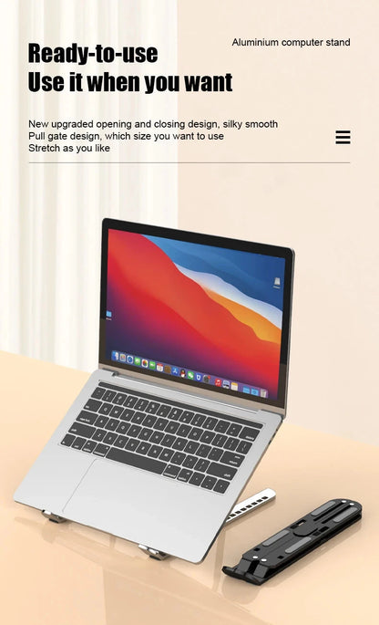 Aluminum Alloy Laptop Holder Stand Adjustable Foldable Portable for Notebook Computer Bracket Lifting Cooling Holder Non-slip - AMULET RING STORE