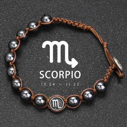 12 Zodiac Signs Natural Stone Bracelets Leo Capricorn Taurus Cancer Bracelets Women Men Couple Friendship Jewelry Gift Bracelets