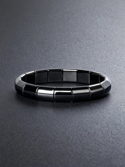 Hematite & Red Tiger's Eye Bracelet Men Natural Stone Cylinder Bead for Energy Protection Reiki Charm Courage Jewelry Women Gift