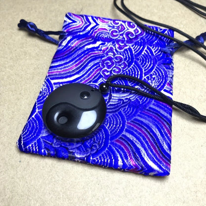 1pc Obsidian Yin Yang Tai Chi Pendant Necklace For Men