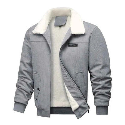 Winter Men Fleece Jacket Padded Warm Loose Parka Coat Corduroy Short Jacket Man Solid Fur Collar Windbreaker Cotton Jackets