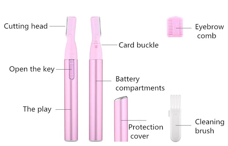 2022 New Multi Functional Mini Handle Beauty Women Painless Automatic Shaving Trim Eyebrows Electric Eyebrow Trimmer Pink Black - AMULET RING STORE