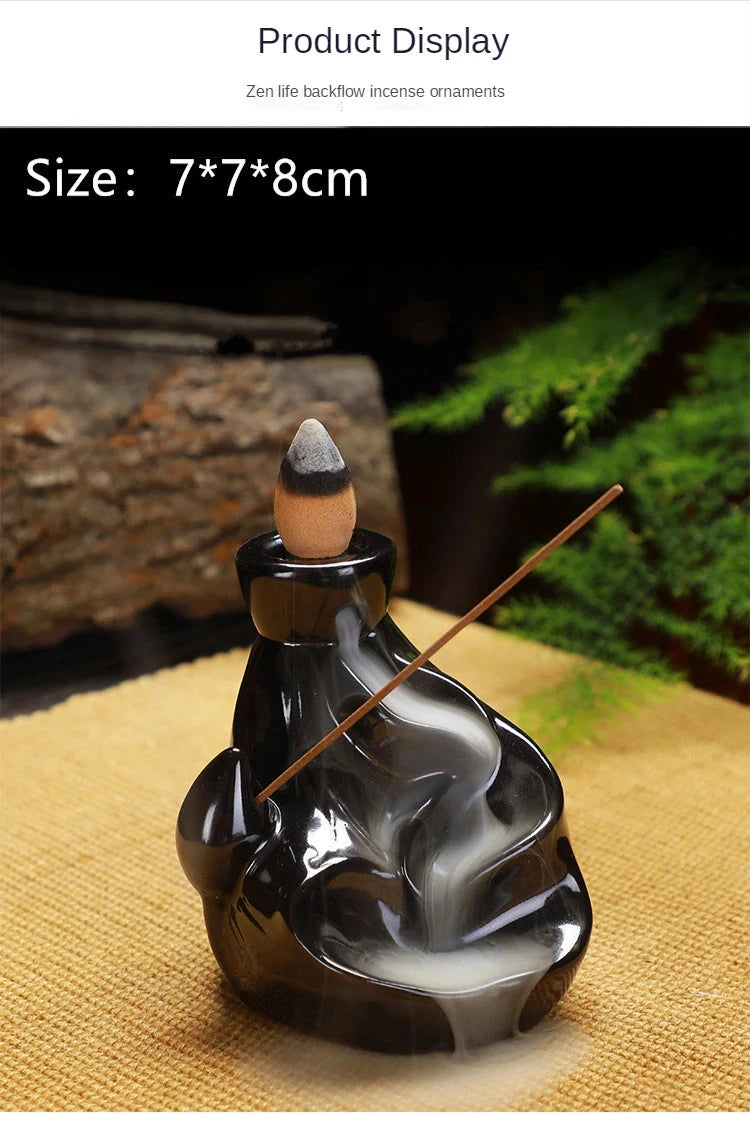 Creative Ceramic Backflow Incense Burner Crafts Office Home Decoration Mountain Incense Holder Buddhist Supplies - AMULET RING STORE
