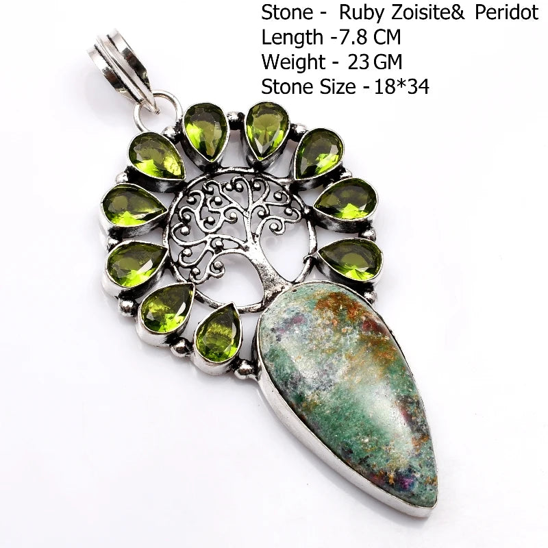 Genuine Blue Topaz Citrine Glass Agate Jasper Amethyst Pendant