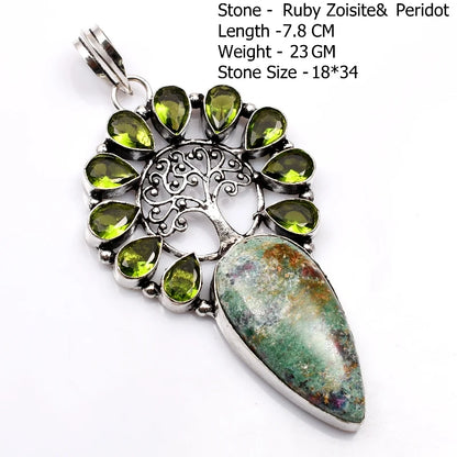 Genuine Blue Topaz Citrine Glass Agate Jasper Amethyst Pendant