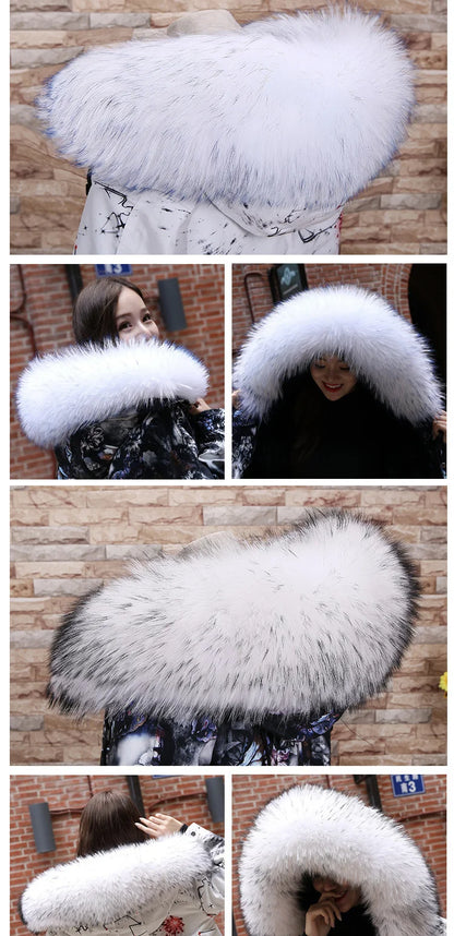 Raccoon Fur Collar 100% Real Fur Fashion Scarves For Ladies Neck Warmer Women Winter Natural Fur Scarf Decor White Fur Scarf