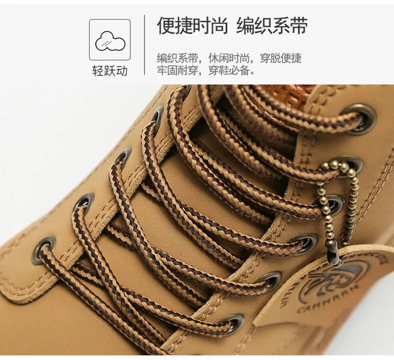 2025 new men's shoes autumn high cut workwear boots British style short boots Korean version versatile thickness boots shoes - AMULET RING STORE