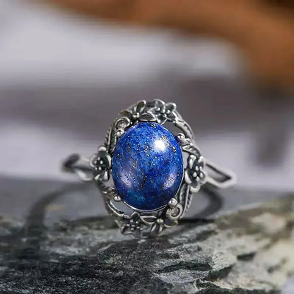 Vintage 925 Sterling Silver Ring Irregular Flowers Natural Rose Quartz Punk Ring Bohemian Silver Ring Fine Jewelry For Women