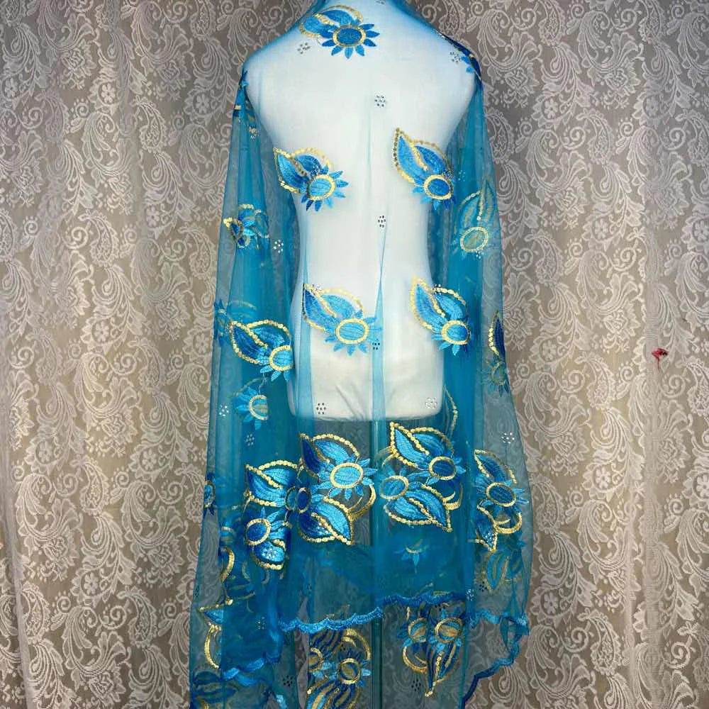 on sale 2025 New African Net Hijab Scarf For Muslim Women African Dubai Islam Headscarf Embroidery Shawls voile - AMULET RING STORE