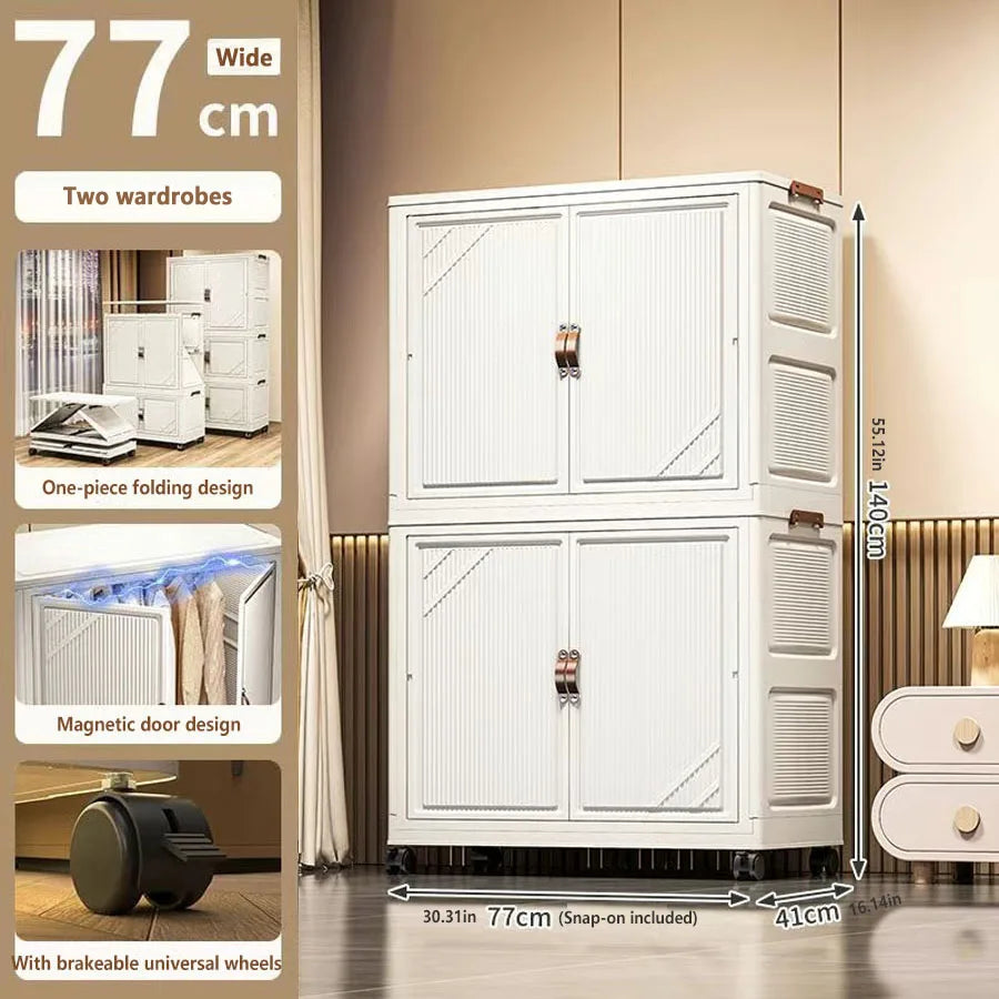 Multi-specification Multifunction White Folding Storage Cabinet Large Capacity Dustproof Wardrobe Storage Box - AMULET RING STORE