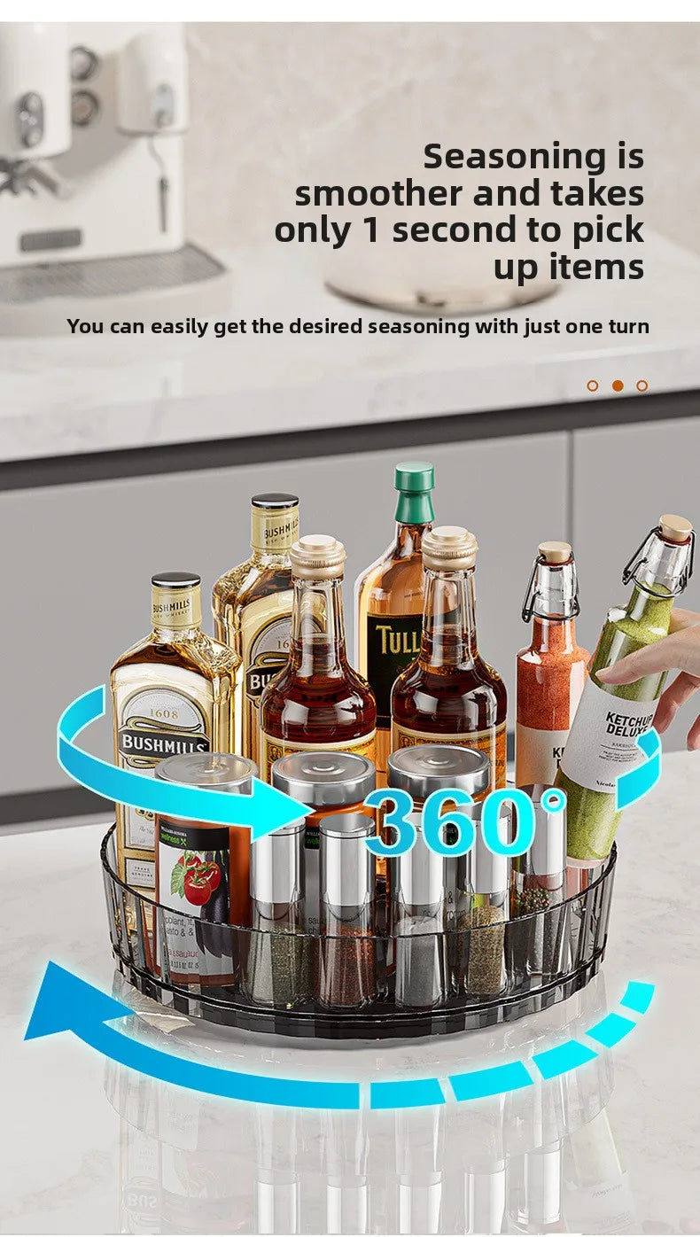 360° Rotating Plastic Storage Rack Bathroom Storage Organizer Kitchen Snack Food Oil Seasoning Bottle Storage Rack Fruit Tray - AMULET RING STORE