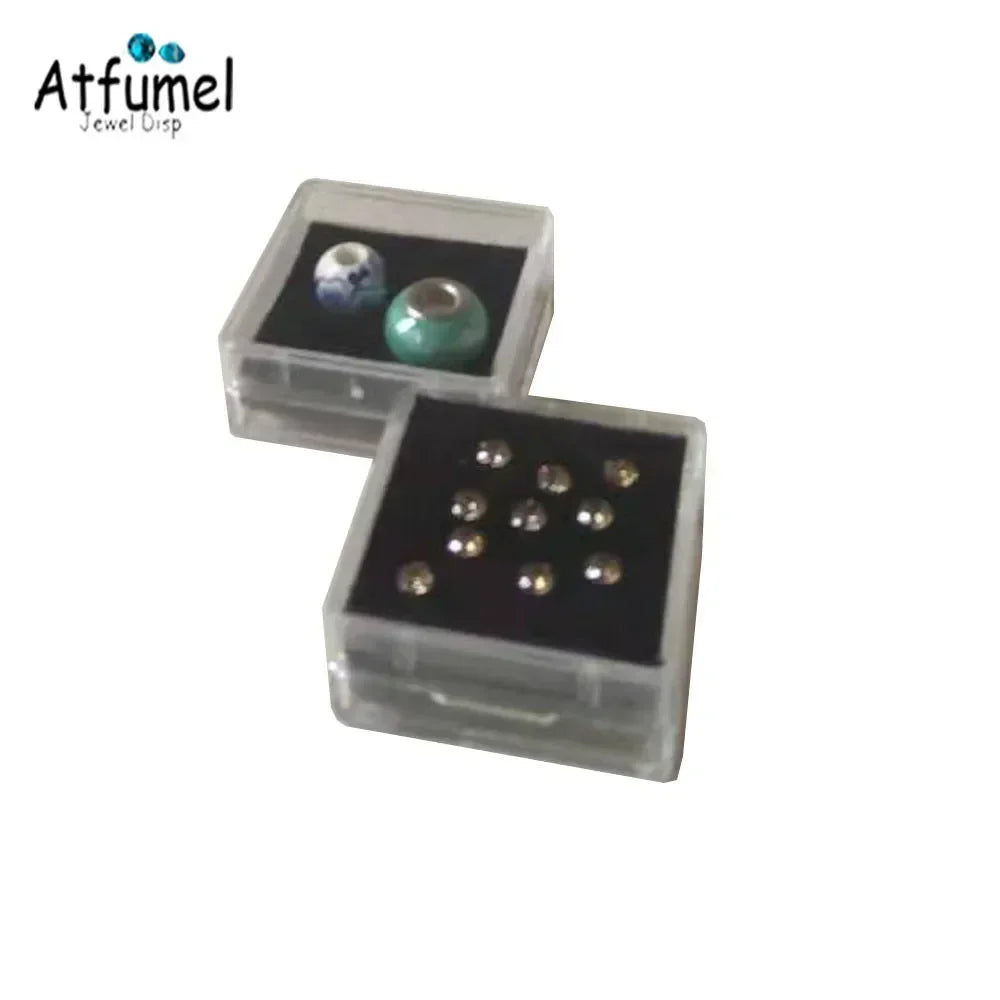 Transperant Square Diamond Jewelry Storage Box Stone Display Case Round Gemstone Organizer 1Pc Small Coin Ring Travel Gift Box - AMULET RING STORE