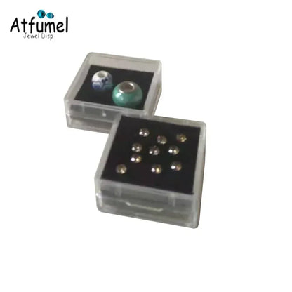 Transperant Square Diamond Jewelry Storage Box Stone Display Case Round Gemstone Organizer 1Pc Small Coin Ring Travel Gift Box - AMULET RING STORE