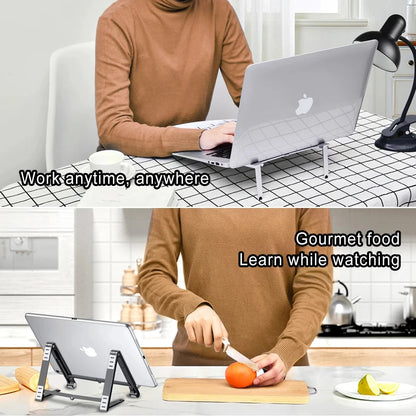 Oatsbasf Mini Laptop Holder Aluminum Adjustable Phone Stand For Macbook Pro Air iPad Notebook Tablet Holder 3 in1Portable Stand - AMULET RING STORE