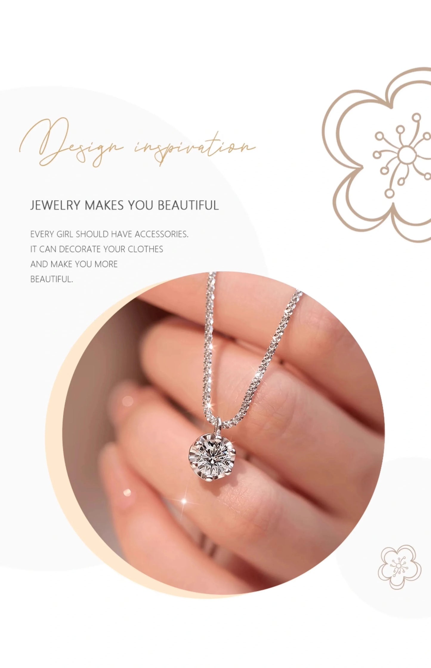 TEN CARATS 0.5-2CT S925 sterling silver Moissanite Women's Necklace Super Sparkly D Color VVS1 Pendant chain plated Jewelry - AMULET RING STORE